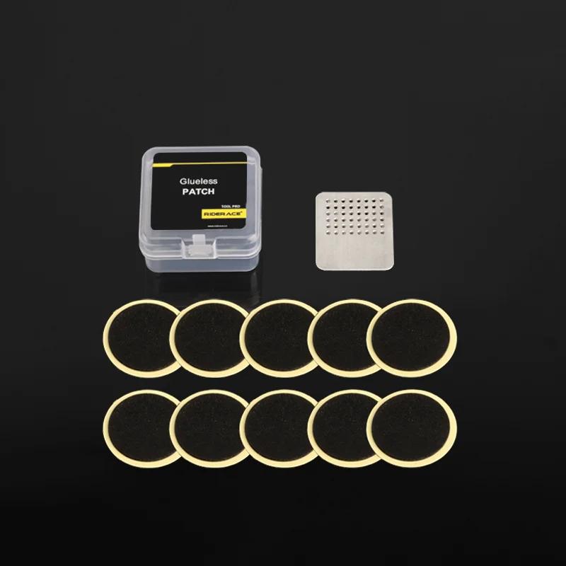 

Bicycle Tire Patch Repair Tool Kit 10 Pcs Tyre Protection No-glue Quick Drying Fast For MTB Bike Inner Tube Glueless Patches Set чорний