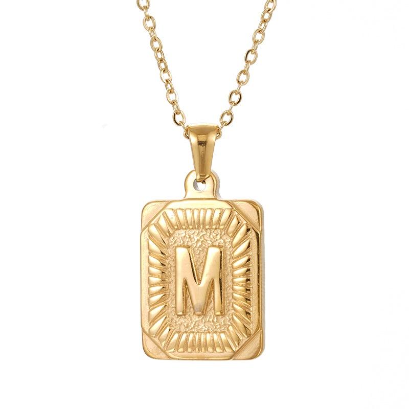 

High-quality Stainless Steel Alphabet Pendant Necklace 26 Uppercase Letters Gold Color Options StyleM