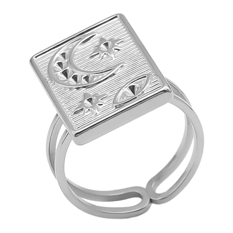 Geometria Semplice Moda Acciaio Inossidabile Anelli Aperti Per Donne Uomini Accessori Colore Argento Cuore Sole Rotondo Base Vuota Fai da Te Anillos