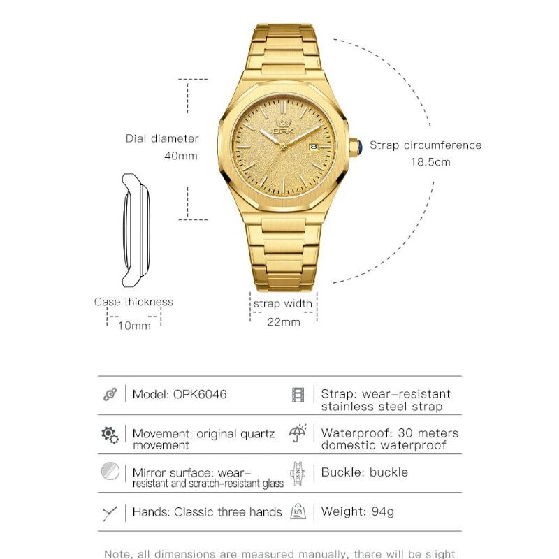 OPK Business Men Watch Sport Quartz Man Wristwatch Waterproof Luminous Date Week Stainless Steel Men's Watches