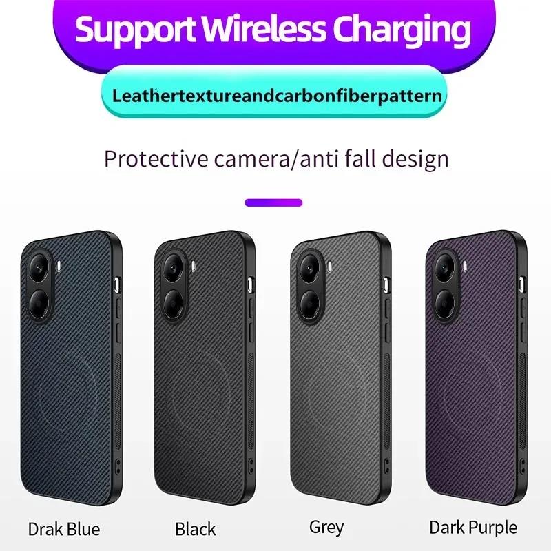 Shockproof Carbon Fiber Soft Phone Case For POCO X7 X6 Pro F6 Pro F7 Ultra C61 C71 C75 M7 Magnetic Wireless Charging Cover Cases