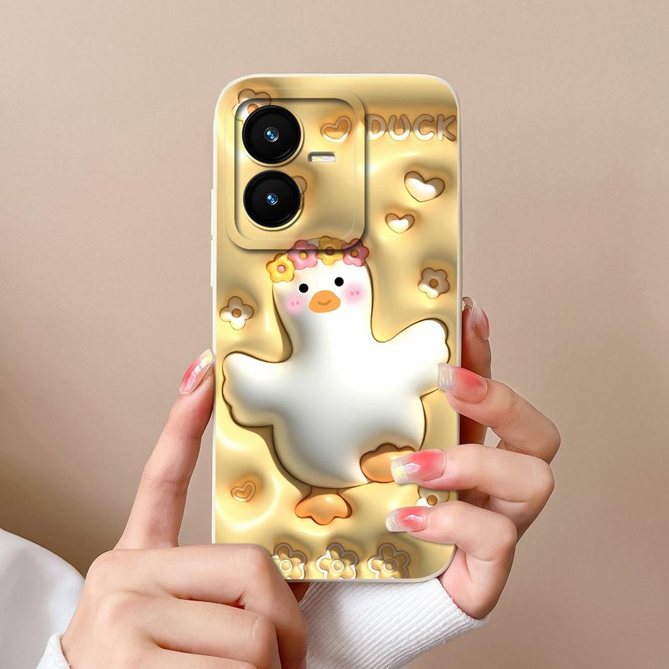 Case For Vivo Y22 Y22S Cover Camera Lens Protector For Vivo Y 22 Soft Liquid Silicone Cartoon Phone Back Covers For Women Man