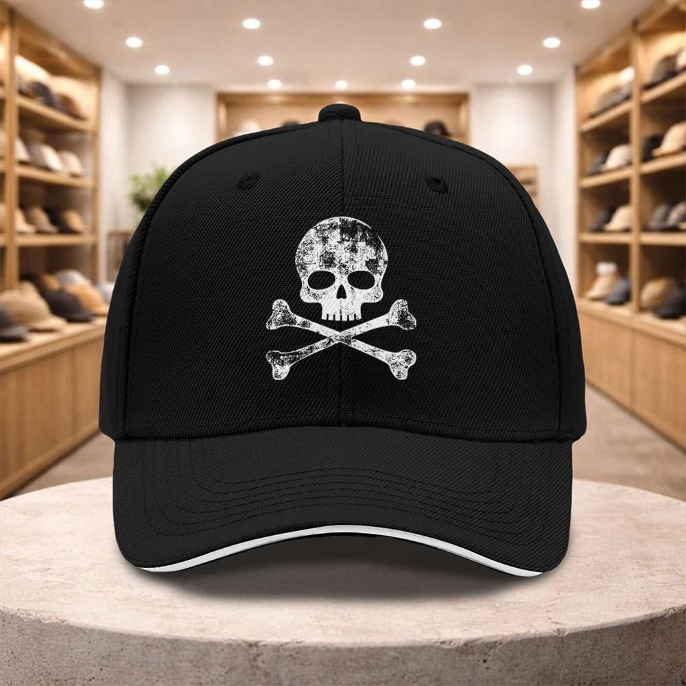 Skull Crossbones Print Baseball Cap for Unisex Women Casual All Season Adjustable Sun Hat