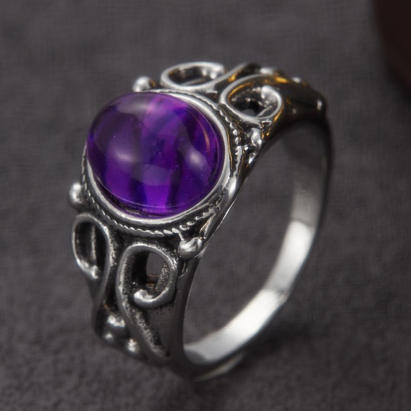 Vintage Ethnic Style Oval Stone Carved Pattern Ring, Women's Bohemian  Holiday Accessory Jewelry