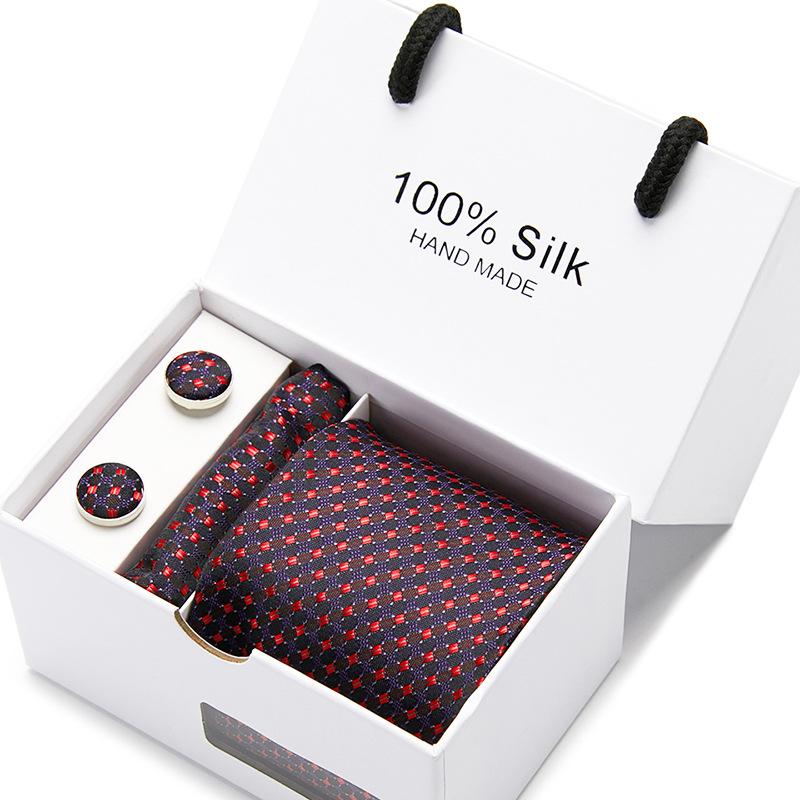 Men'S Tie Gift Box 5-Piece Set Tie Pocket Towel Scarf Cuff