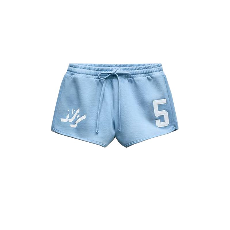 

Весна Новая Свободная футболка с круглым вырезом и принтом букв 0264348 Плюшевые повседневные шорты 0264349 Shorts L