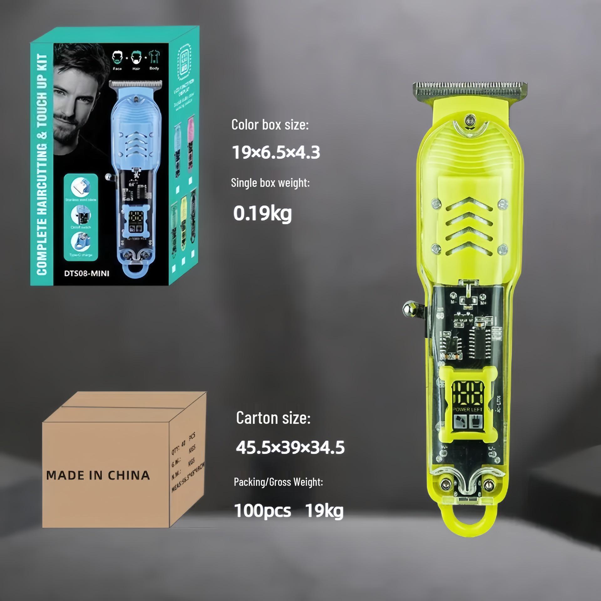 LCD Display Electric Hair Clipper: Transparent Cross-Border Shaving & Oil Head Trimmer for Home Use