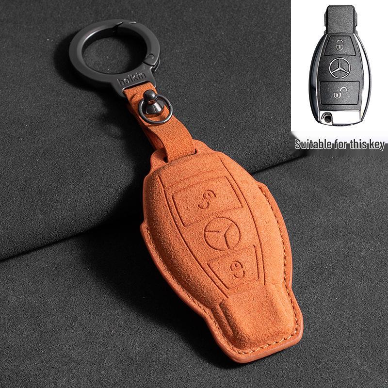 Mercedes Key Case with Alcantara, Compatible with E-Class, S-Class, C-Class, B-Class, GLC, GLB—Full Coverage Protection