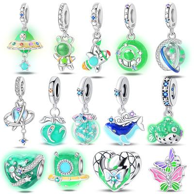Copper Luminous Astronaut Planet Spaceship Elf Deer Charms Beads Fit Diy Original Bracelets Necklace Jewelry