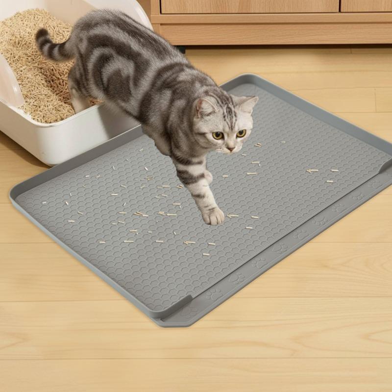 60cm Large Waterproof Silicone Cat Litter Mat Easy Clean Pet Floor Pad Helps Control Litter Scattering Non-Slip Mat for Cats