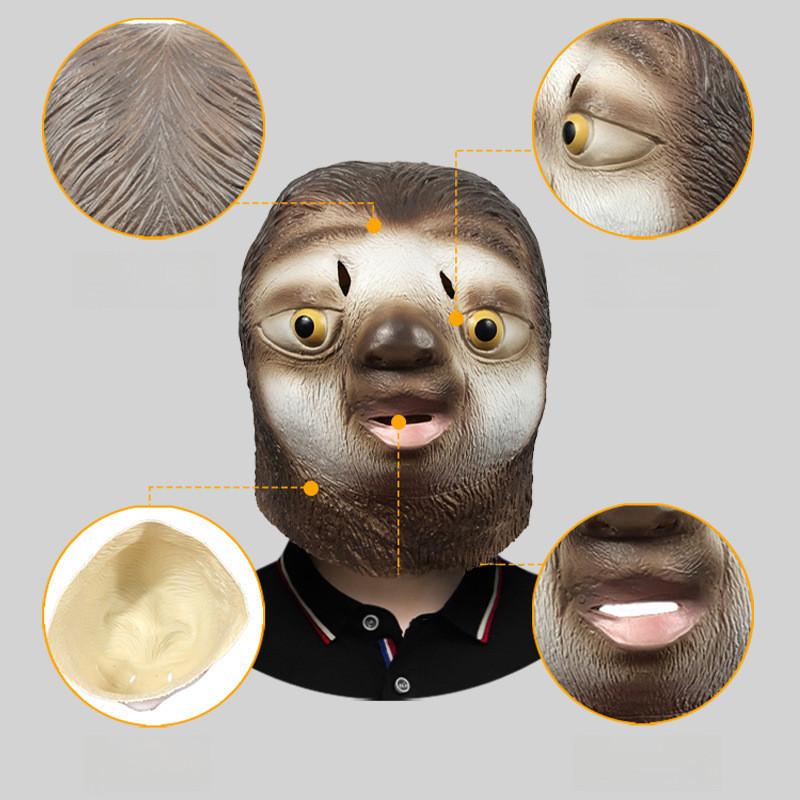 Adorable Sloth Animal Head Mask Funny Latex Costume Accessory For Parties And Celebrations