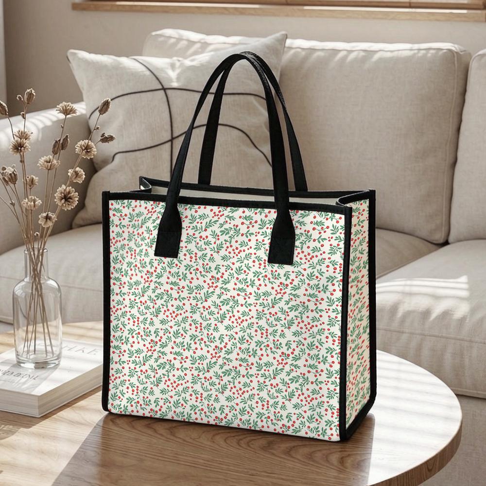 Fashion Floral Print Large Capacity Tote Bag Casual Reusable Daily Shoulder Bag for Women