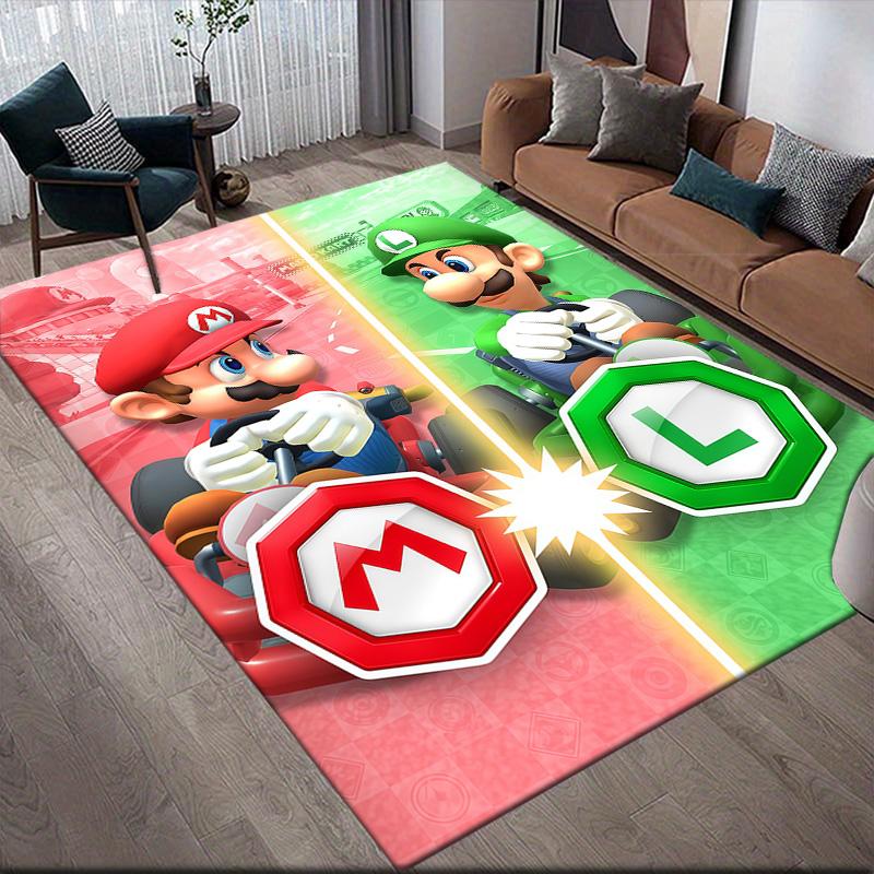 Super Mario Bros Full Crew Anti-Slip Floor Mat, Rectangular Carpet for Bedroom & Game Zone