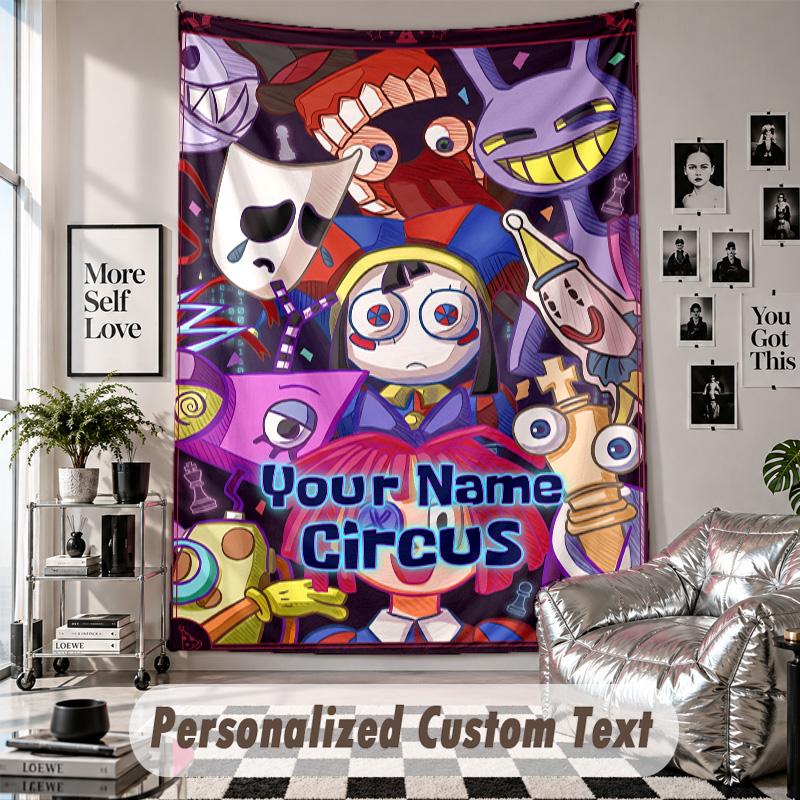 Wall Hanging Tapestry With Custom Name & Text, The Amazing Digital Circus Decorative Tapestry For Bedroom