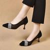 Women Pumps Autumn Black Shoes of Women Fashion Crystal High Heel Dress Pointed Grace Comfortable Low Heels Sexy Women High Heel