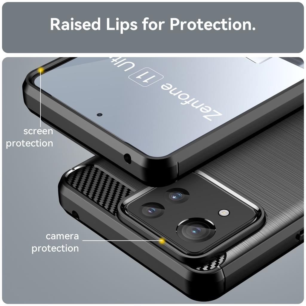 For Asus Zenfone 11 Ultra 5G TPU Case Carbon Fiber Texture Soft Phone Cover