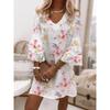 S-5XL Abito a strati con stampa Paisley, abito da vacanza con scollo a V e maniche svasate, abbigliamento da donna