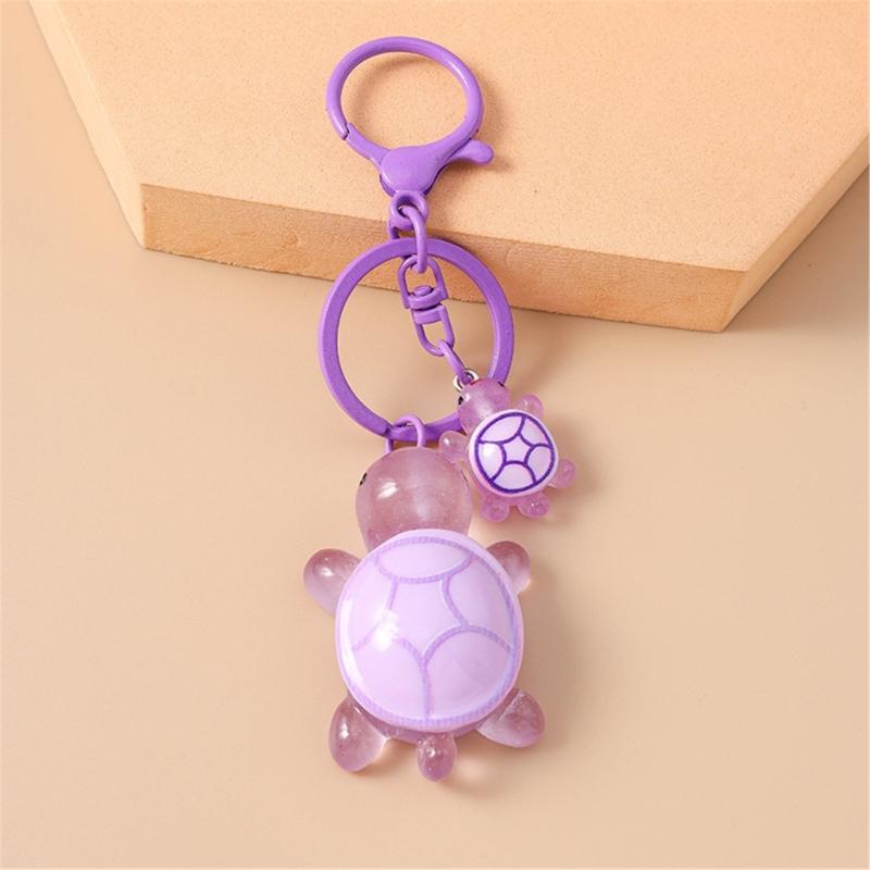 Plastic 3D Turtles Charm Keychain Accessory Fashionable Animal Shape Key Rings Tortoise Bag Decoration for Women