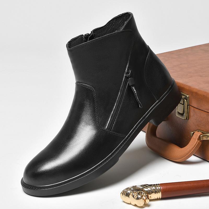 New Arrival Mens Short Boots Autumn Winter High Top Casual Shoes Side Zipper Male Chelsea Boots Solid Color Business Shoes Botas