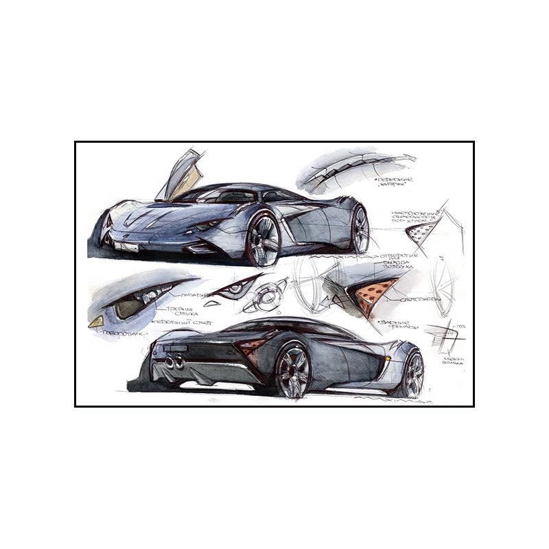 Pittura su Tela Poster a Tema Auto Pittura Decorativa Soggiorno Camera da Letto Stanza E-sport Murale da Corsa Supercar GTR