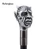 Silver Resin Skull Monster Head Walking Cane Fashion Decorative Steel Stick Gentleman Elegant Cosplay Cane Knob Crosier 94cm