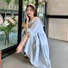 Doll collar dress women's summer new loose retro lantern bubble sleeves small fairy skirt trendy