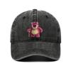 Cartoon Washed Lotso Print Baseball Cap Men Women Vintage Kpop Snapback Cap Adjustable Breathable Trucker Hat Sunscreen Hat