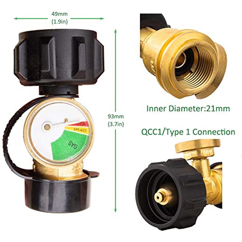 Indicator de nivel tip QCC pentru butelie de propan, detector de scurgeri, manometru pentru gaz pentru RV Camper, cilindru, grătar cu gaz BBQ, încălzitor