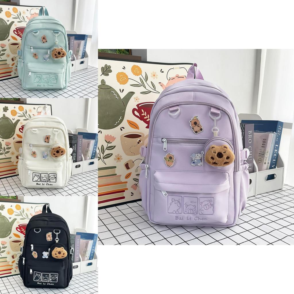 Capybara Style Backpack With Breathable Nylon For Teens And Adults