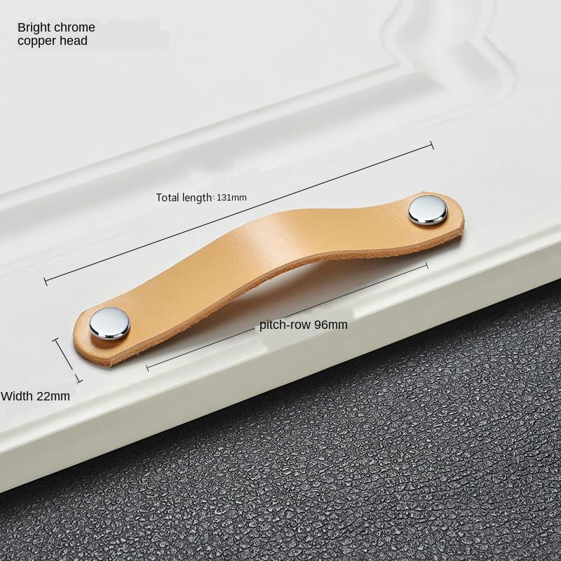 Nordic cowhide wardrobe drawer door leather handle kitchen cabinet bedroom study handle furniture children handlehandle