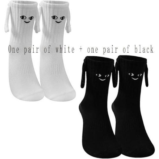 Couple socks magnetic hand in hand for a lifetime Halloween socks black white unisex hand in hand good friend socks