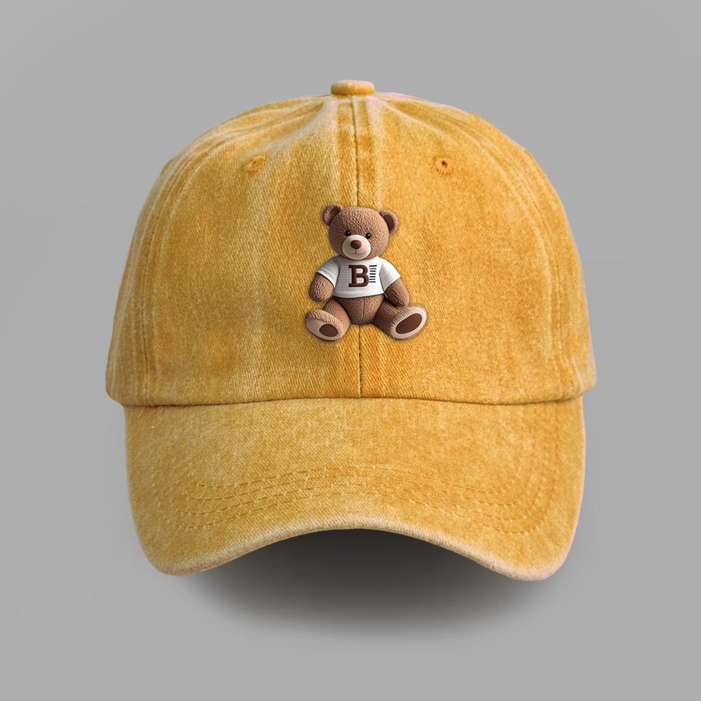 Roztomilá kšiltovka s horkou ražbou medvídka, pánská a dámská, vysokoškolský styl, sluneční klobouk, pár, univerzální kšiltovka, vlna