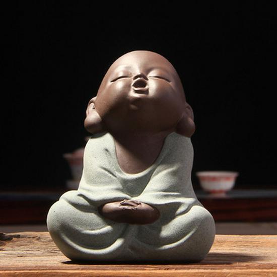 Colorful Zisha Little Monk Buddha Tea Pet - Handmade Decorative Tea Set Accessory
