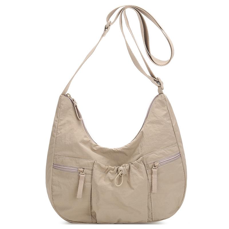 

Наплечная сумка Легкая сумка кроссбоди Большая вместимость Нейлоновая сумка на шнурке Женская сумка хаки