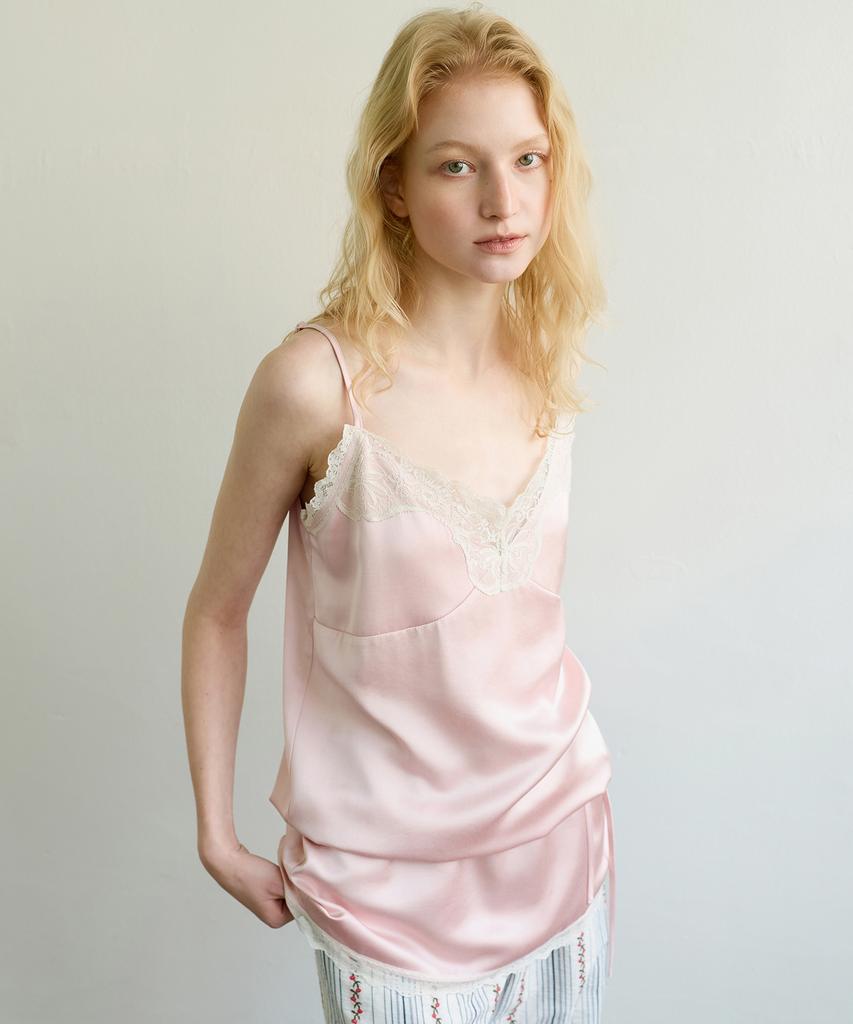 Aobteu Lace Slip Mini Dress - Pink