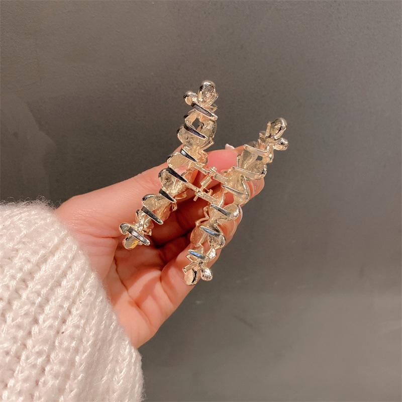 High Quality Women Hair Accessories Elegant Alloy Headdress Large Opal Butterfly Shark Clip Cross Flower Rhinestone Claw Clips
