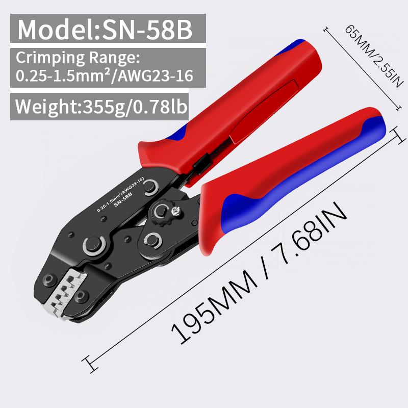 1pc Labor-Saving Crimping Tool, SN-58B Pliers for Spade Insulated Terminals, Ratchet Mechanism for Precise Crimping