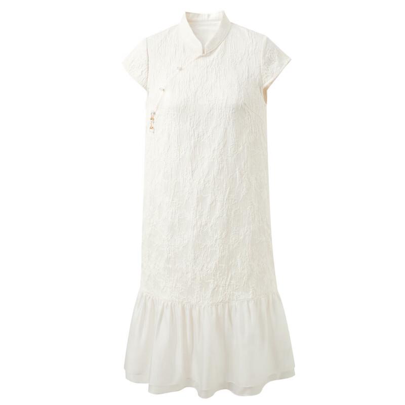 Sancai New Chinese Style Jacquard Patchwork Midi Dress