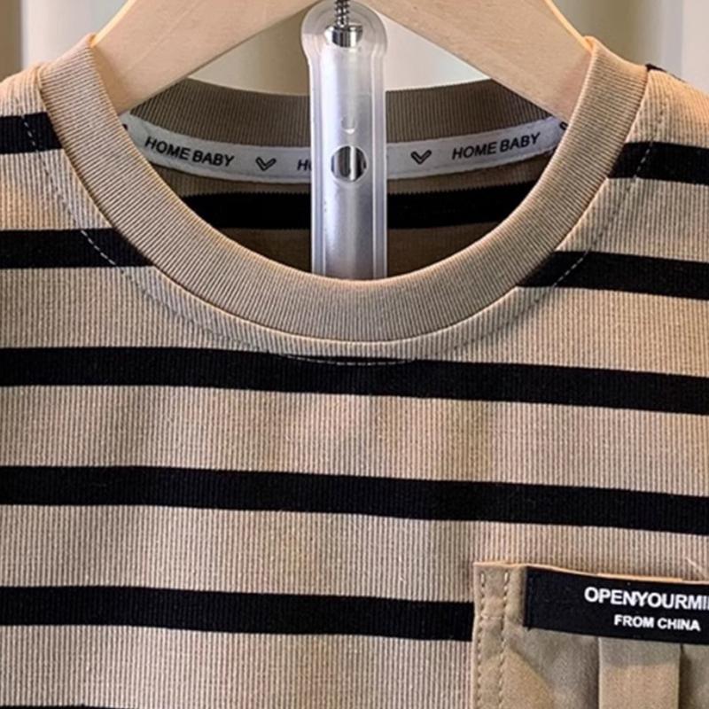 0-5 Jahre Jungen Sommer-Outfit-Set kurzärmelig Shorts Kinder gestreift Baby Zweiteiler