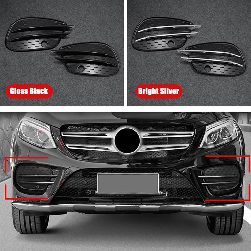 1 Coppia Copertura Trim Lama d'Aria Lampada Fendinebbia Paraurti Anteriore Per Mercedes Benz GLE GLS W166 X166 2015- Griglia Splitter Cromata
