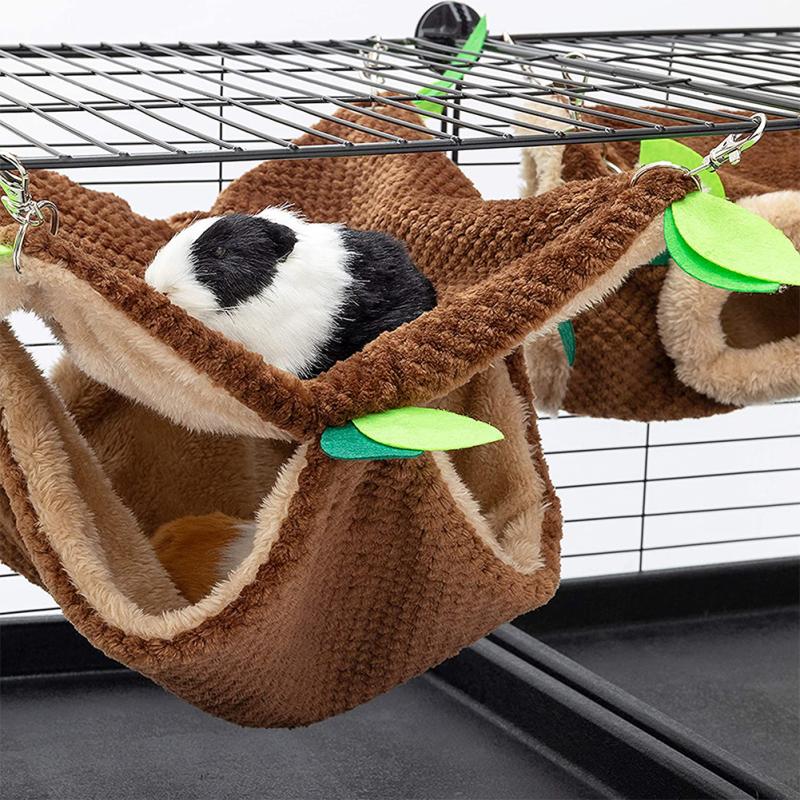 2pcs/set Plush Hanging Hammock Tunnel Hideout Warm Double-layer Pet Sleeping Bag Supplies