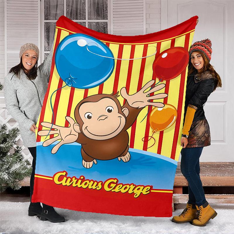 1pc Curious George7 Theme Blanket - Digital Print, Polyester, Cozy for All Seasons, Perfect for Outdoor, and Travel