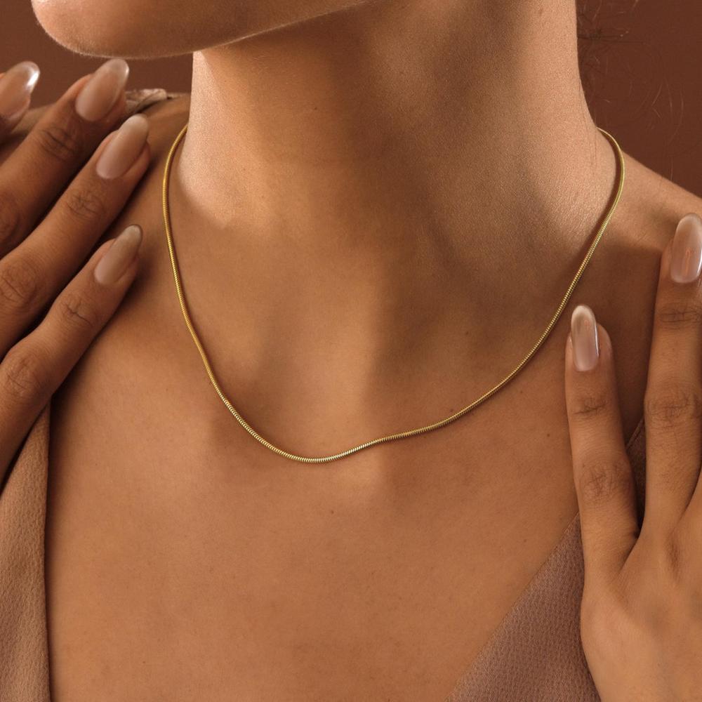 Skyrim – collier chaîne serpent ronde en acier inoxydable, couleur or, pour femmes et hommes,