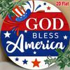 God Bless America Patriotic Metal Sign Vintage USA Flag Round Iron Wall Decor 8x8 Inch Stars Stripes Garden Yard Ornament