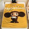 1pz Coperta in Flanella con Stampa Cheburashka, Alta Qualità, Confortevole per Tutte le Stagioni, Decorazione per la Casa, Calore e Comfort, Perfetta per Regali di Natale