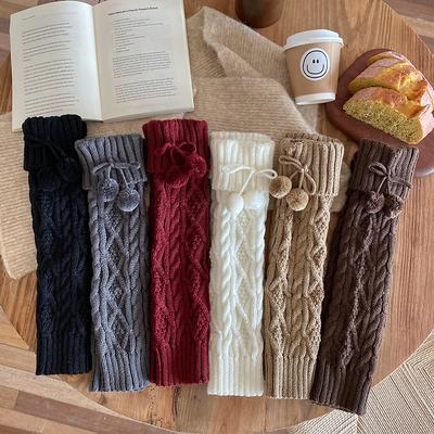 Socks Twist Stacking Socks Hairball Lolita Vintage Coffee Knitted Yarn Calf Leg Cover