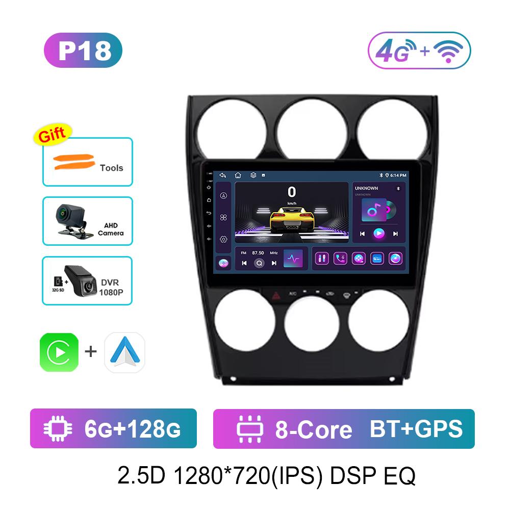 Navigație GPS pentru Mazda 6 2004 - 2015 Radio Auto Player Multimedia Sistem de Operare Android DSP Stereo WiFi Carplay Ecran QLED 4G Instrumente Auto