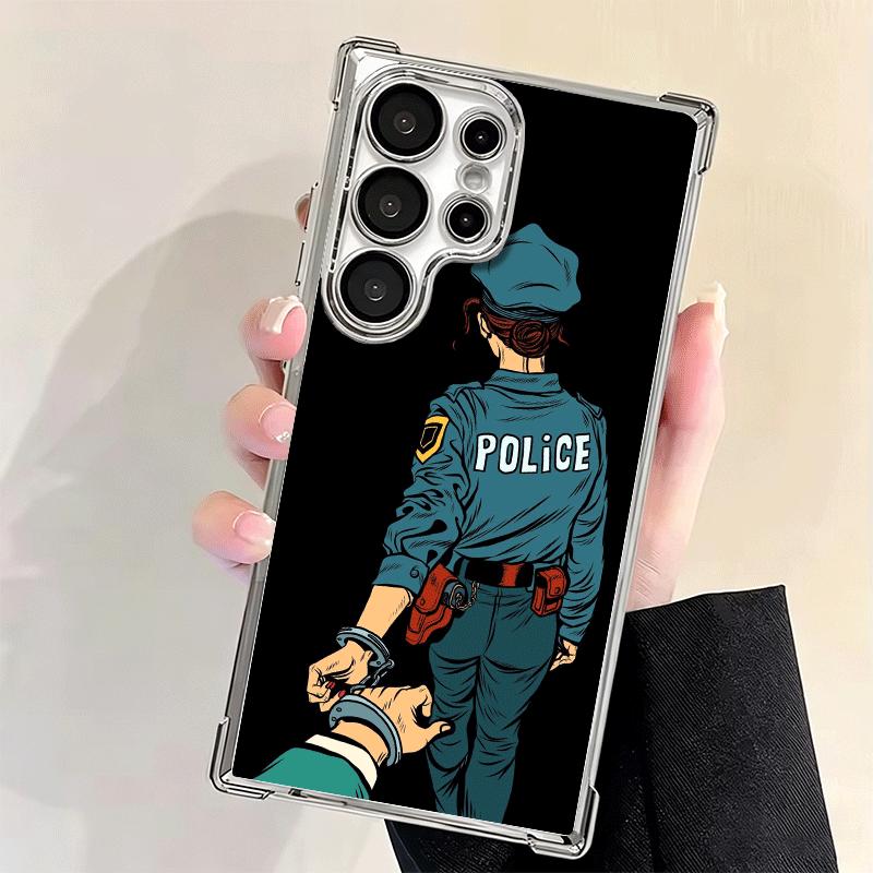 Police FBI ID Card Swat Soft Phone Case For Samsung Galaxy S26 Ultra S25 Edge S24 FE S23 Plus S22 S21 + S20 Plating Anti-Fall Fu