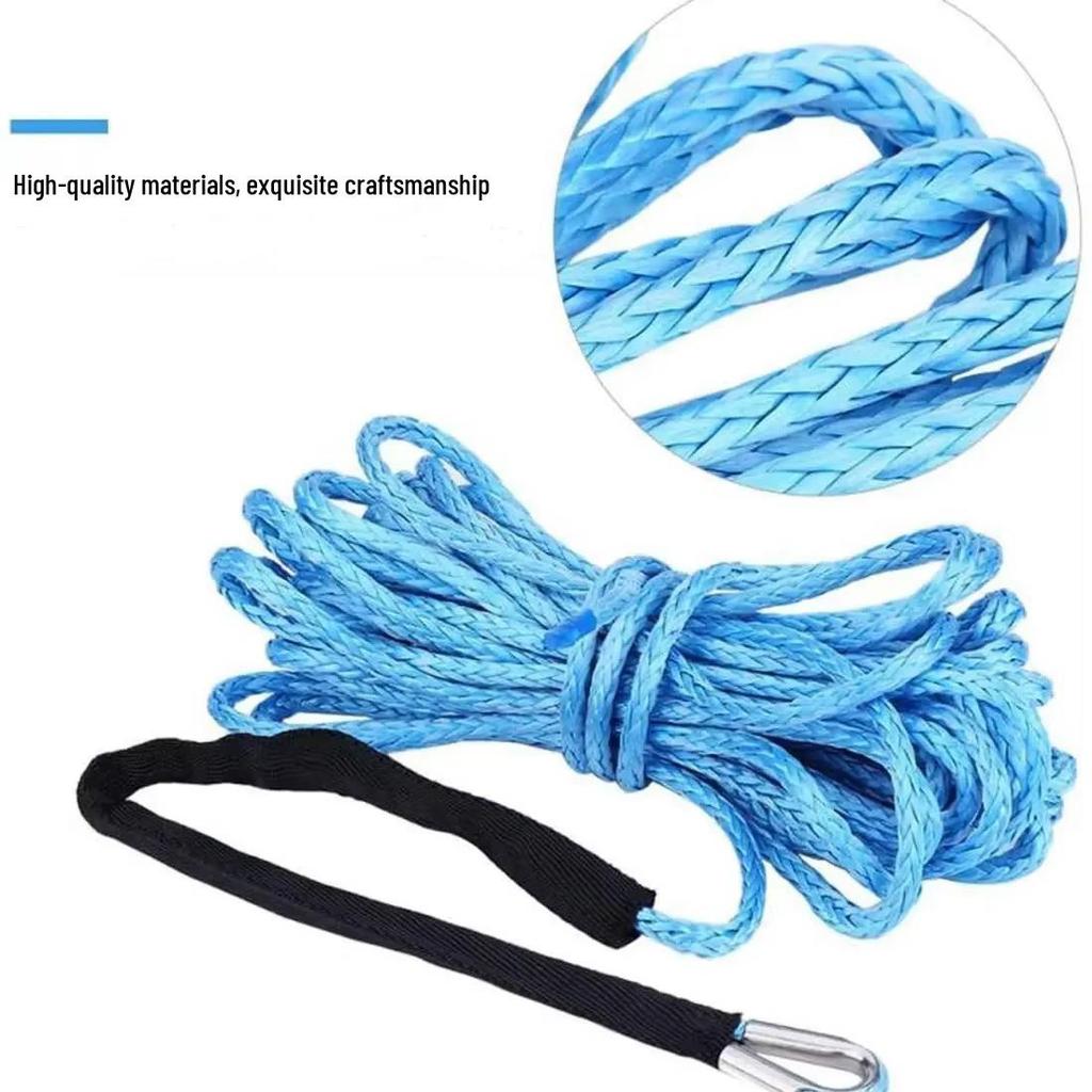 6mm X 15m Synthetic Winch Rope, 4T Tow Strap for ATV/UTV Off-road Accessories