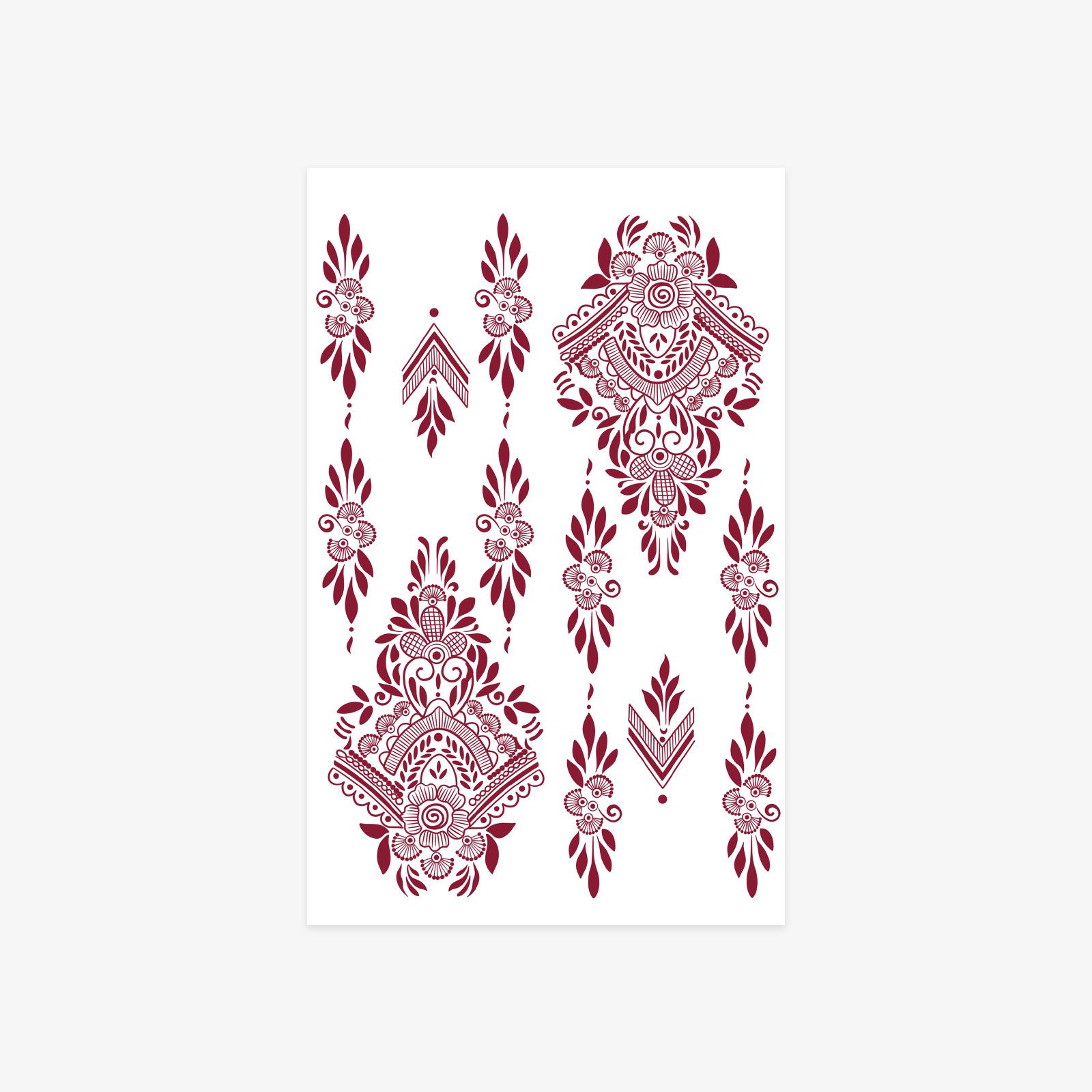 Tattoo Sticker Red Flower Lace Hand Back Tattoo Waterproof Female Tattoo Sticker 12*19